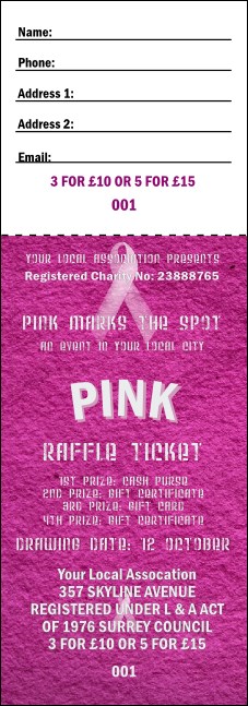 Breast Cancer Pink Ribbon Raffle Ticket