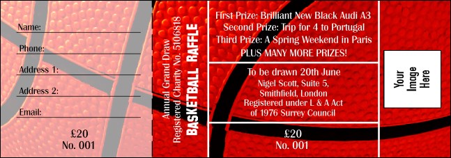 Basketball Raffle Ticket 003 Product Front