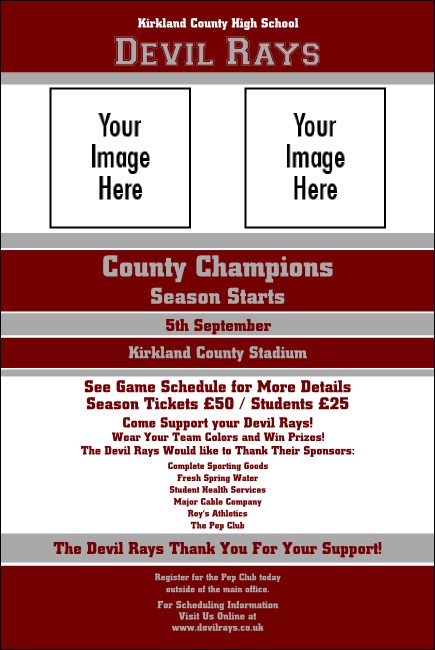 Sports Poster 002 in Maroon and Silver Product Front