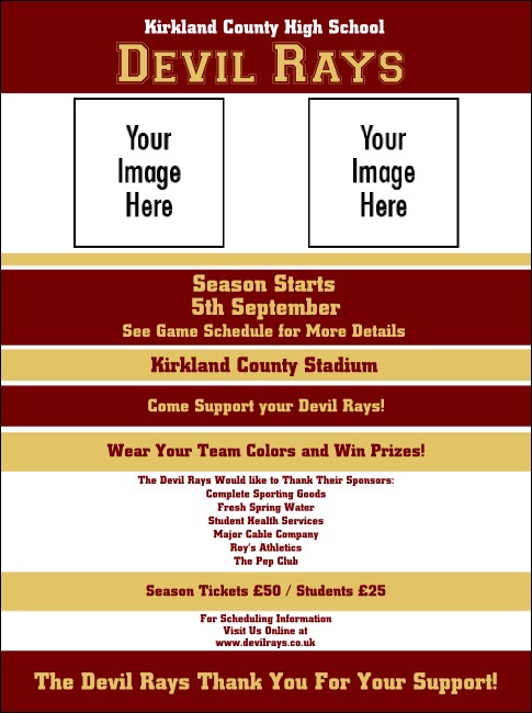 Sports Flyer 002 in Maroon and Gold Product Front