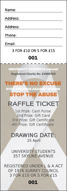 White Ribbon Raffle Ticket