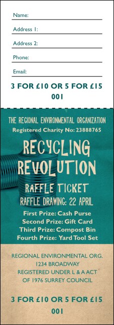 Recycling Symbol Raffle Ticket Product Front