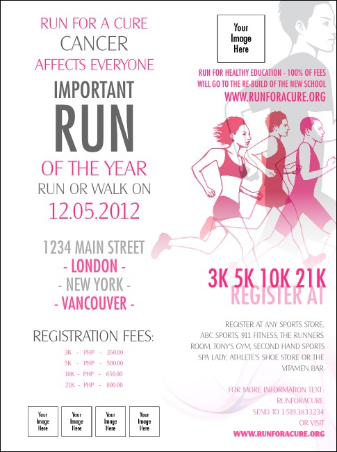 Run for a Cure Pink Flyer Product Front