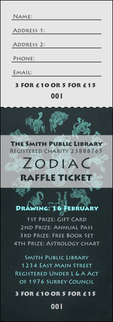 Zodiac Raffle Ticket Product Front