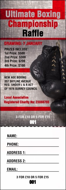 Boxing Gloves Raffle Ticket