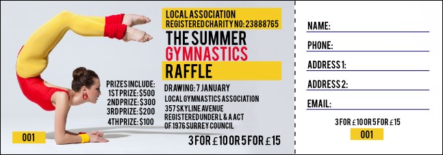 Retro Gymnastics Raffle Ticket