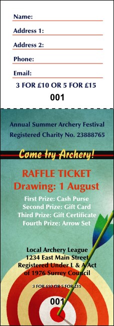 Archery Raffle Ticket Product Front