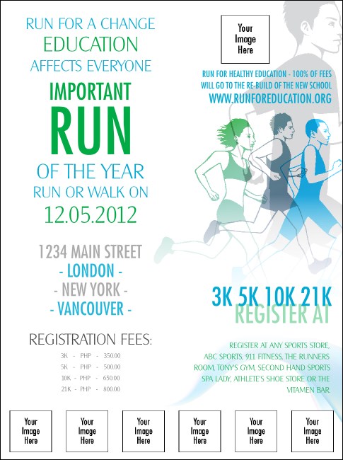 Run for a Cure Blue & Green Logo Flyer