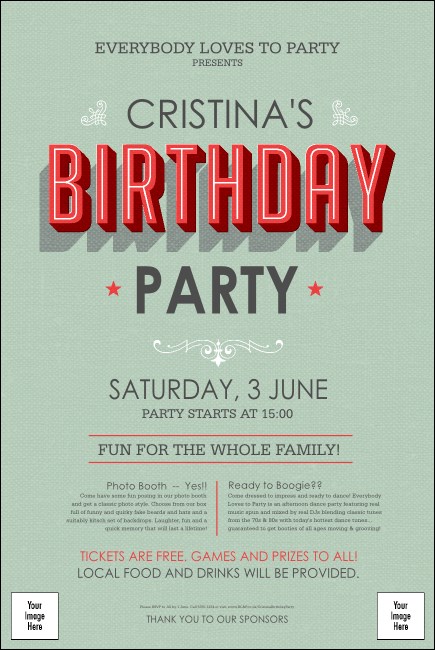 Birthday Party Green Poster Product Front