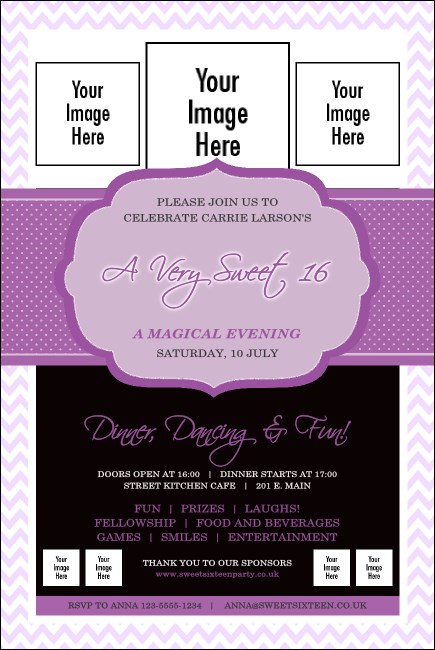 Sweet Sixteen Purple Chevron Poster