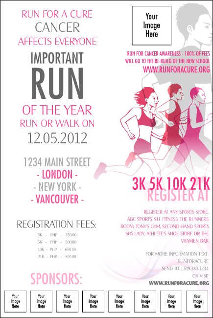 Run for a Cure Pink Logo Poster
