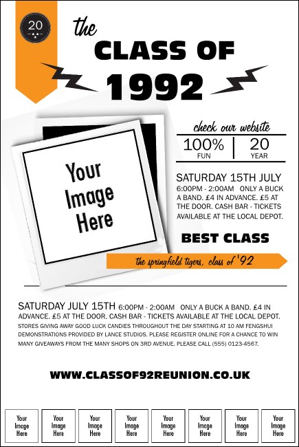 Class Reunion Mascot Orange Logo Poster