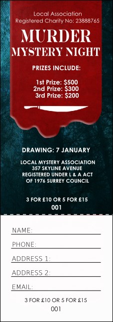 Murder Mystery Raffle Ticket Product Front