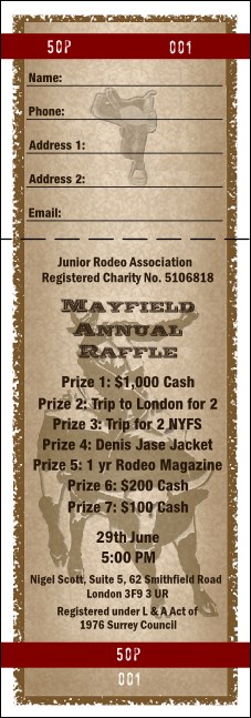 Rodeo UK Raffle Ticket 002
