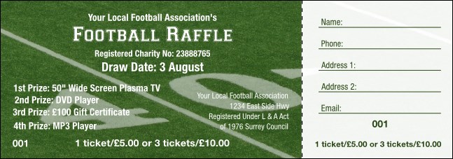 Football Raffle 003 Raffle Ticket