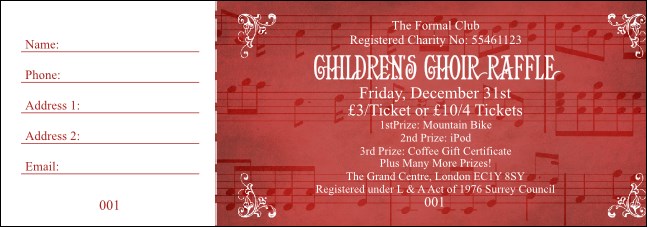 Choir Raffle Ticket Product Front