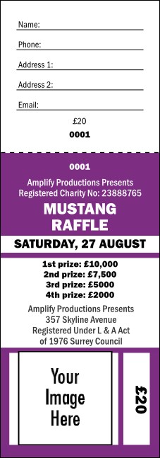 Your Image Raffle Ticket 001 Purple Product Front