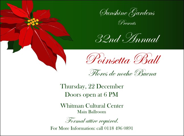 Christmas Poinsettia Invitation 001