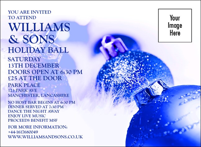Christmas Ball Blue Invitation Product Front