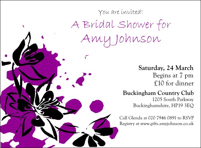 Purple Flowers Invitation