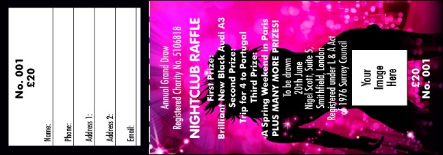 Nightclub Pink Raffle Ticket