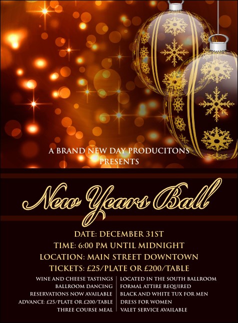 Golden Ornament Invitation