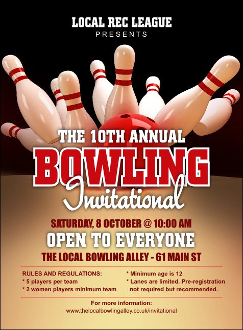 Bowling League Invitation Product Front