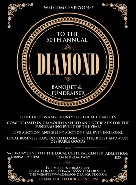 Diamonds Black Invitation