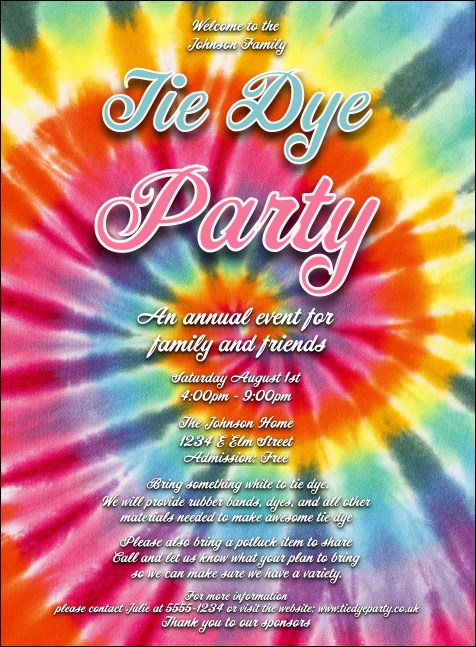 Tie Dye Invitation