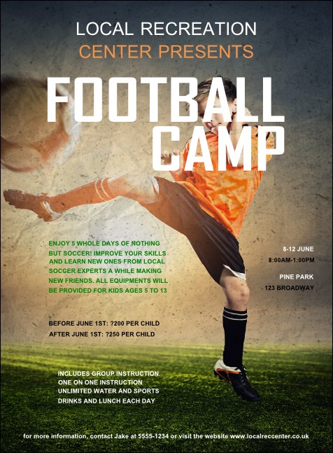 Football Camp Invitation Product Front