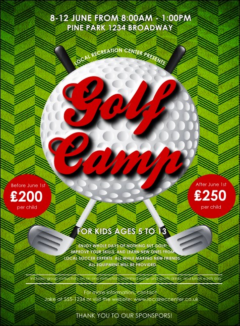 Golf Camp Invitation Product Front