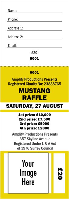Your Image Raffle Ticket 001 Yellow Product Front