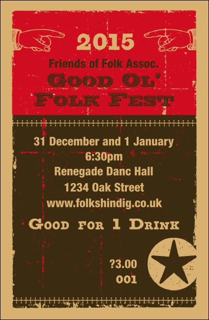 Year Woodcut Drink Ticket