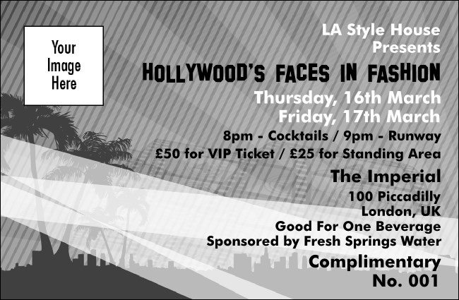 Hollywood BW Drink Ticket Product Front