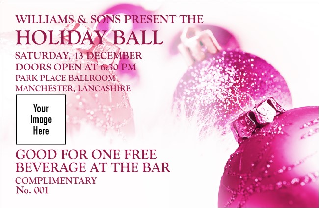 Christmas Ball Pink Drink Ticket