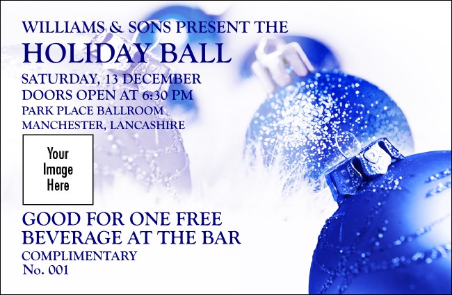 Christmas Ball Blue Drink Ticket Product Front