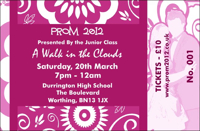 Fuchsia Prom Drink Ticket Product Front