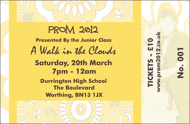 Yellow Prom Drink Ticket Product Front