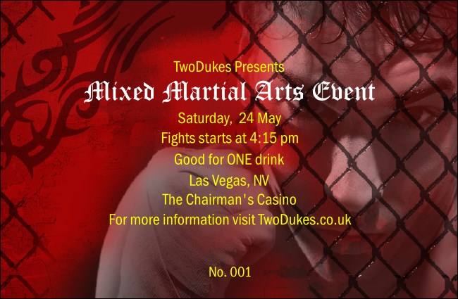 Mixed Martial Arts Red Drink Ticket