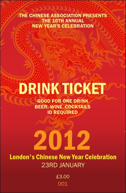 Chinese New Year Drink Ticket Product Front