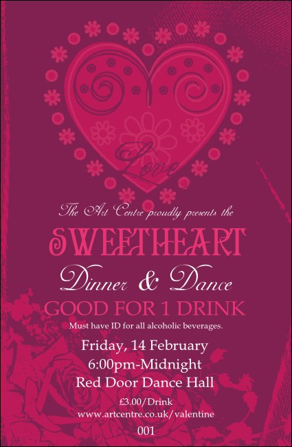 Valentines Heart Drink Ticket Product Front