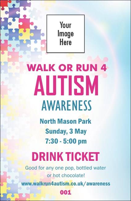 Autism Awareness Drink Ticket Product Front