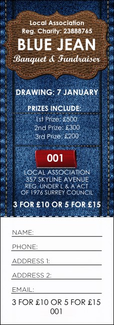 Blue Jeans Raffle Ticket Product Front