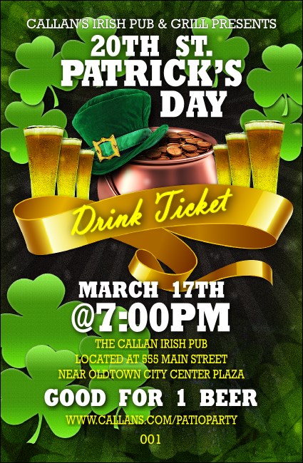 St. Patrick's Day Party Drink Ticket