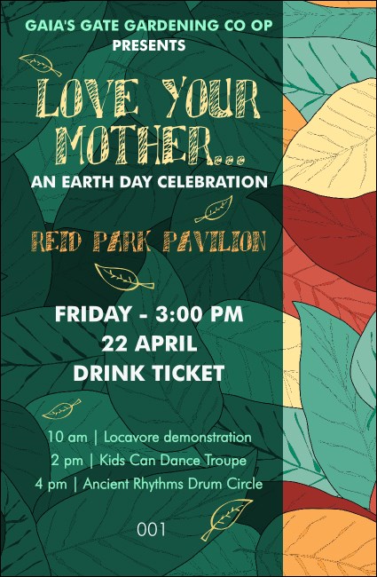 Earth Day Drink Organic Ticket