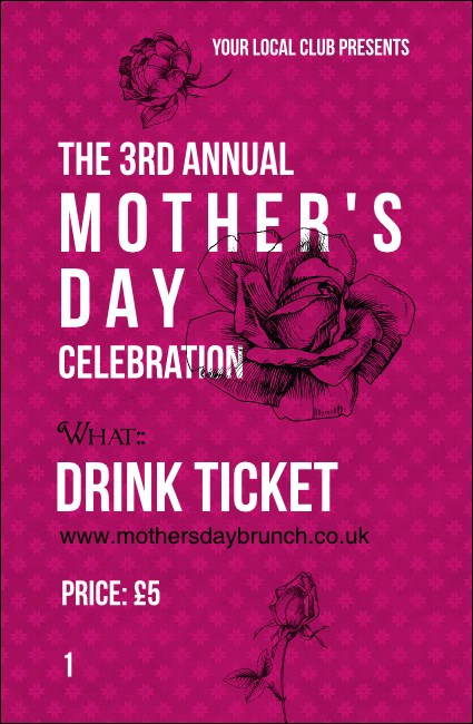Stylish Rose Drink Ticket Product Front