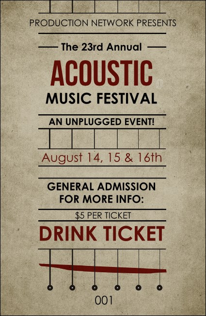Acoustic Strings Drink Ticket Product Front