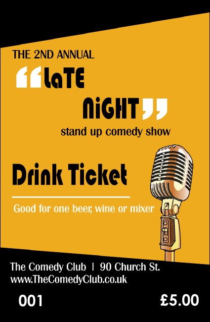 Comedy Retro Microphone Drink Ticket