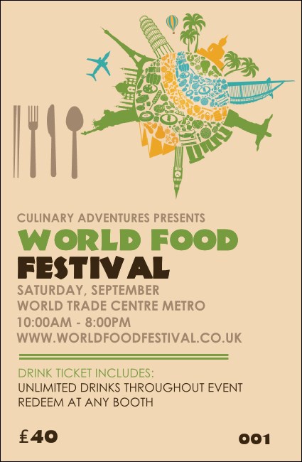 Food Festival Drink Ticket Product Front