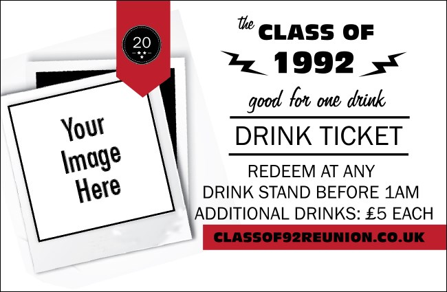 Class Reunion Mascot Red Drink Ticket